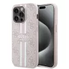 Guess - Keménytok 4G Nyomott Csíkos MagSafe (GUHMP15LP4RPSP) - iPhone 15 Pro - Rózsaszín