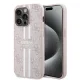 Guess - Keménytok 4G Nyomott Csíkos MagSafe (GUHMP15LP4RPSP) - iPhone 15 Pro - Rózsaszín