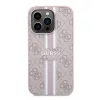 Guess - Keménytok 4G Nyomott Csíkos MagSafe (GUHMP15LP4RPSP) - iPhone 15 Pro - Rózsaszín