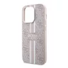 Guess - Keménytok 4G Nyomott Csíkos MagSafe (GUHMP15LP4RPSP) - iPhone 15 Pro - Rózsaszín