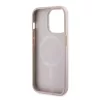 Guess - Keménytok 4G Nyomott Csíkos MagSafe (GUHMP15LP4RPSP) - iPhone 15 Pro - Rózsaszín