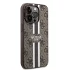 Guess - Keménytok 4G Nyomott Csíkos MagSafe (GUHMP15LP4RPSW) - iPhone 15 Pro - Barna