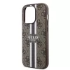 Guess - Keménytok 4G Nyomott Csíkos MagSafe (GUHMP15LP4RPSW) - iPhone 15 Pro - Barna
