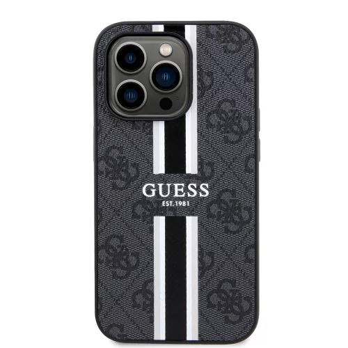 Guess - Keménytok 4G Nyomott Csíkos MagSafe (GUHMP15XP4RPSK) - iPhone 15 Pro Max - Fekete