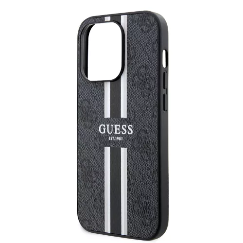 Guess - Keménytok 4G Nyomott Csíkos MagSafe (GUHMP15XP4RPSK) - iPhone 15 Pro Max - Fekete