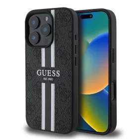   Guess - Keménytok 4G Nyomott Csíkos MagSafe (GUHMP16LP4RPSK) - iPhone 16 Pro - Fekete