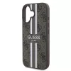 Guess - Keménytok 4G Nyomott Csíkos MagSafe (GUHMP16SP4RPSW) - iPhone 16 - Barna