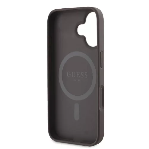 Guess - Keménytok 4G Nyomott Csíkos MagSafe (GUHMP16SP4RPSW) - iPhone 16 - Barna