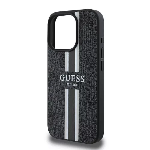 Guess - Keménytok 4G Nyomott Csíkos MagSafe (GUHMP16XP4RPSK) - iPhone 16 Pro Max - Fekete