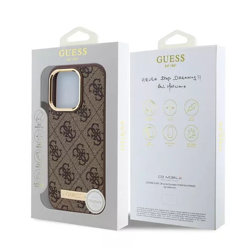Guess - Keménytok 4G Logós Feliratos MagSafe (GUHMP16LU4GPRB) - iPhone 16 Pro - Kék