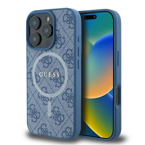 Guess - 4G Gyűrű Klasszikus Logó MagSafe (GUHMP16LG4GFRB) - iPhone 16 Pro - Kék