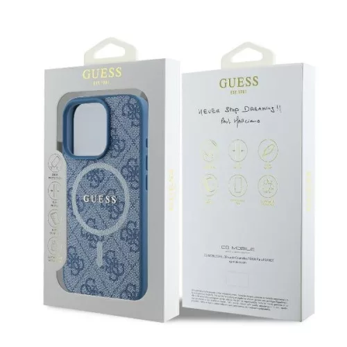 Guess - 4G Gyűrű Klasszikus Logó MagSafe (GUHMP16LG4GFRB) - iPhone 16 Pro - Kék