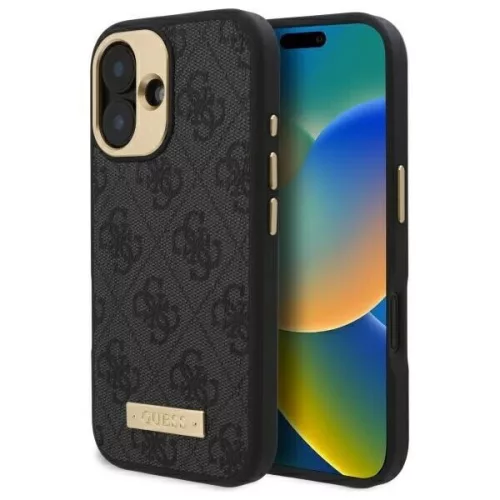 Guess - Keménytok 4G Logós Feliratos MagSafe (GUHMP16SU4GPRK) - iPhone 16 - Fekete