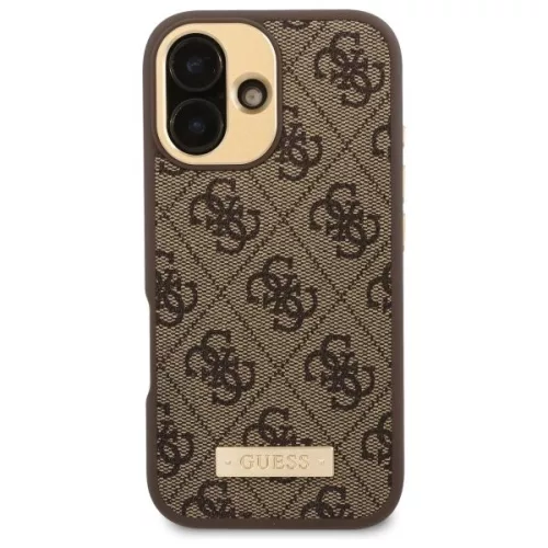 Guess - Keménytok 4G Logós Feliratos MagSafe (GUHMP16SU4GPRW) - iPhone 16 - Barna