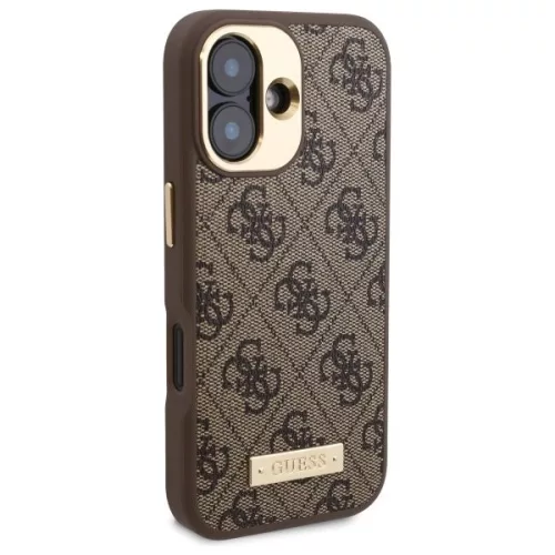Guess - Keménytok 4G Logós Feliratos MagSafe (GUHMP16SU4GPRW) - iPhone 16 - Barna