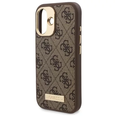 Guess - Keménytok 4G Logós Feliratos MagSafe (GUHMP16SU4GPRW) - iPhone 16 - Barna