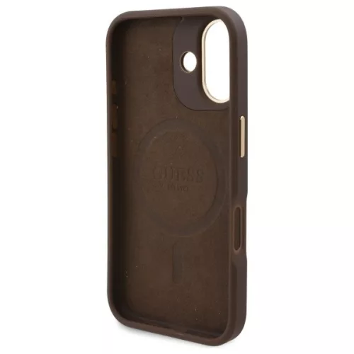 Guess - Keménytok 4G Logós Feliratos MagSafe (GUHMP16SU4GPRW) - iPhone 16 - Barna
