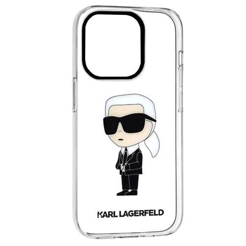 Karl Lagerfeld - Hardcase Transparent (KLHCP14LHNIKTCT) - iPhone 14 Pro - Ikonik Karl Lagerfeld