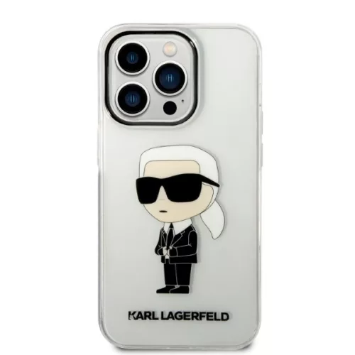 Karl Lagerfeld - Hardcase Transparent (KLHCP14LHNIKTCT) - iPhone 14 Pro - Ikonik Karl Lagerfeld