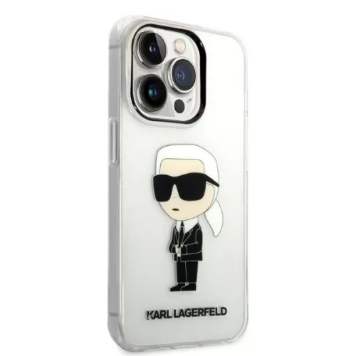 Karl Lagerfeld - Hardcase Transparent (KLHCP14LHNIKTCT) - iPhone 14 Pro - Ikonik Karl Lagerfeld