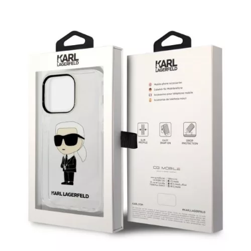 Karl Lagerfeld - Hardcase Transparent (KLHCP14LHNIKTCT) - iPhone 14 Pro - Ikonik Karl Lagerfeld