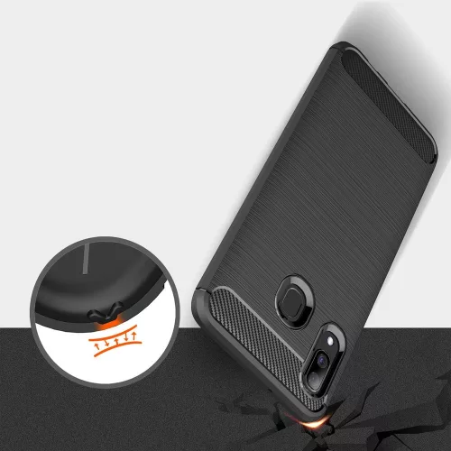 Techsuit - Carbon szilikon tok - Samsung Galaxy A40 - Fekete