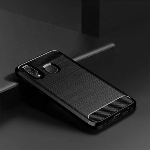 Techsuit - Carbon szilikon tok - Samsung Galaxy A40 - Fekete