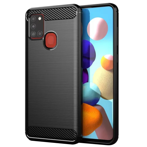 Techsuit - Carbon szilikon tok - Samsung Galaxy A21s - Fekete