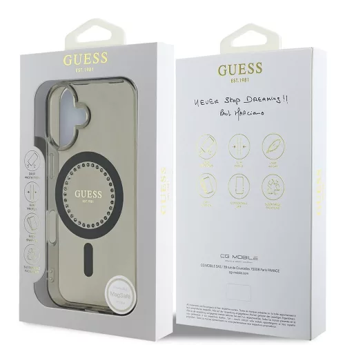 Guess - IML Strasszos MagSafe (GUHMP16SPFTDTEK) - iPhone 16 - Fekete