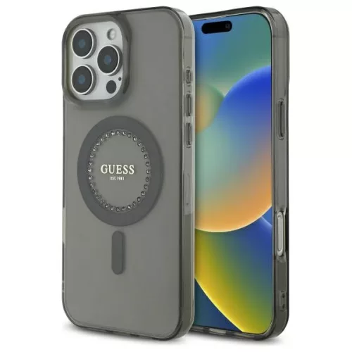 Guess - IML Strasszos MagSafe (GUHMP16LPFTDTEK) - iPhone 16 Pro - Fekete