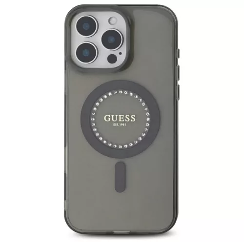 Guess - IML Strasszos MagSafe (GUHMP16LPFTDTEK) - iPhone 16 Pro - Fekete