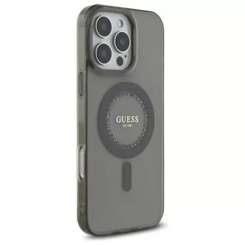 Guess - IML Strasszos MagSafe (GUHMP16LPFTDTEK) - iPhone 16 Pro - Fekete