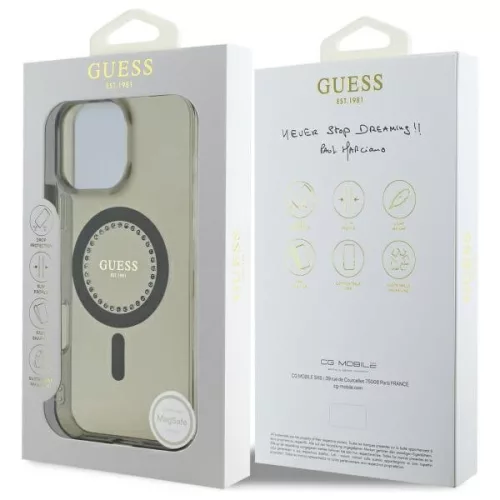Guess - IML Strasszos MagSafe (GUHMP16LPFTDTEK) - iPhone 16 Pro - Fekete