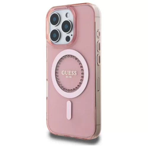 Guess - IML Strasszos MagSafe (GUHMP16LPFTDTEP) - iPhone 16 Pro - Rózsaszín