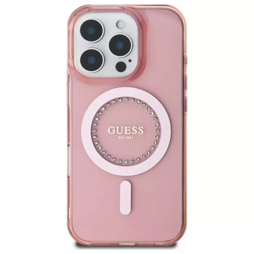 Guess - IML Strasszos MagSafe (GUHMP16LPFTDTEP) - iPhone 16 Pro - Rózsaszín