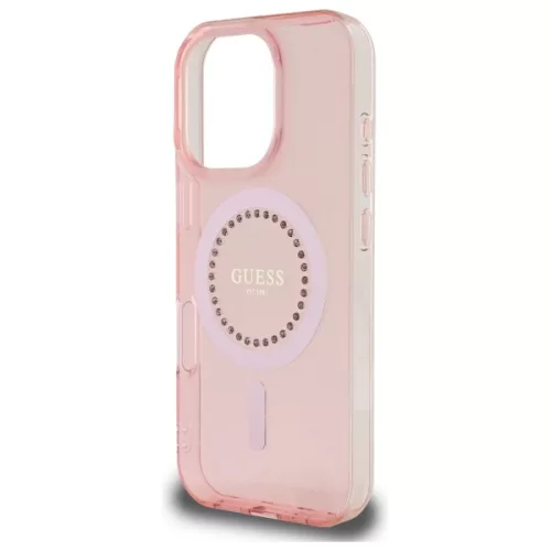 Guess - IML Strasszos MagSafe (GUHMP16LPFTDTEP) - iPhone 16 Pro - Rózsaszín