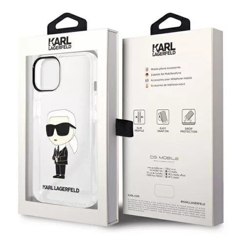 Karl Lagerfeld - Hardcase Transparent (KLHCP14MHNIKTCT) - iPhone 14 Plus - Ikonik Karl Lagerfeld
