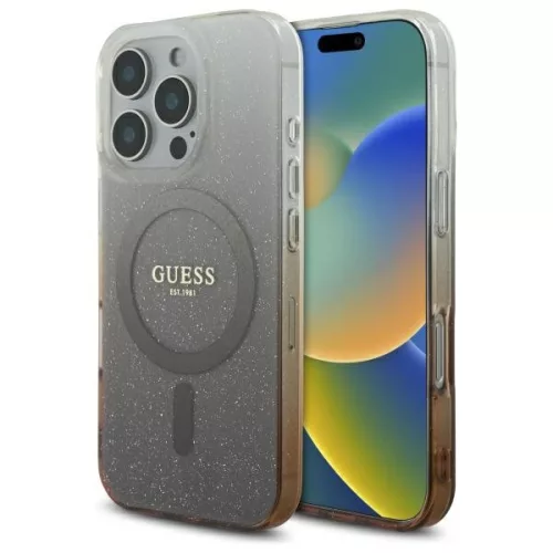 Guess - IML Csillámos Gradiens MagSafe (GUHMP16LHGRCELW) - iPhone 16 Pro - Barna