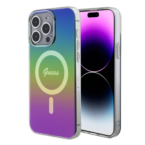 Guess - IML Gyöngyházfényű MagSafe (GUHMP15LHITSK) - iPhone 15 Pro - Szivárvány
