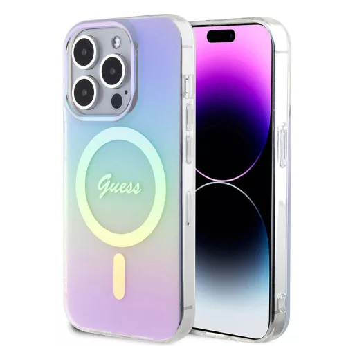 Guess - IML Gyöngyházfényű MagSafe (GUHMP15LHITSU) - iPhone 15 Pro - Lila