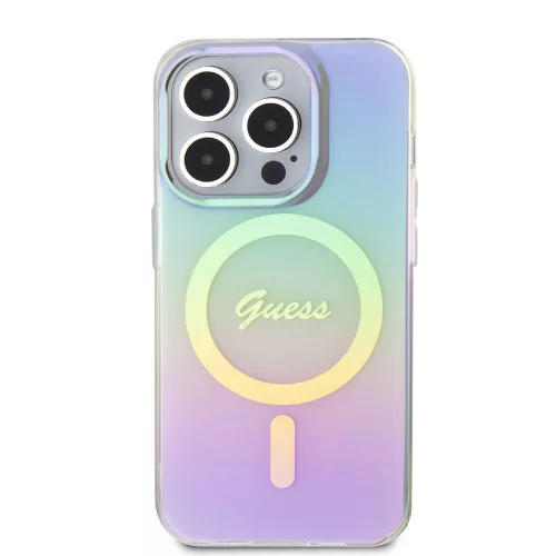 Guess - IML Gyöngyházfényű MagSafe (GUHMP15LHITSU) - iPhone 15 Pro - Lila