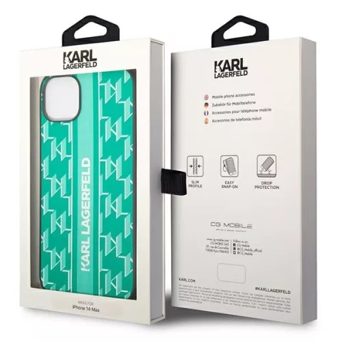 Karl Lagerfeld - Hardcase Monogram (KLHCP14MPGKLSKN) - iPhone 14 Plus - Green Stripe