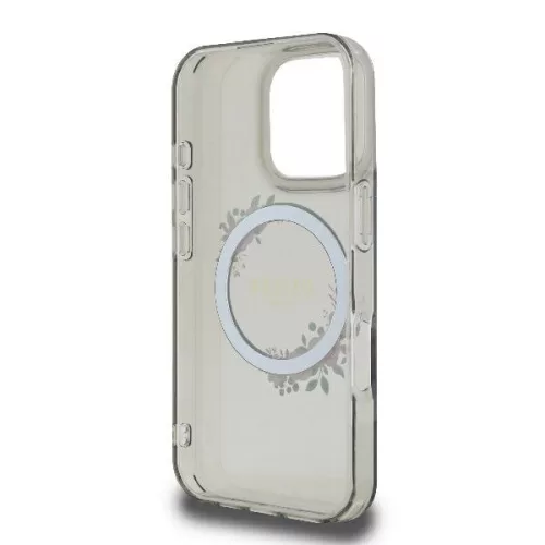 Guess - IML Virágkoszorús MagSafe (GUHMP16LHFWFCK) - iPhone 16 Pro - Fekete