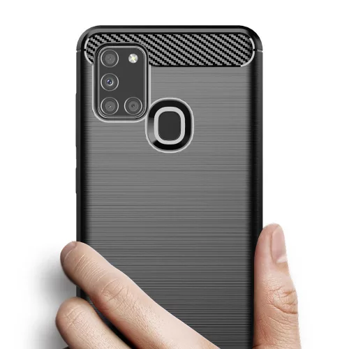 Techsuit - Carbon szilikon tok - Samsung Galaxy A21s - Fekete