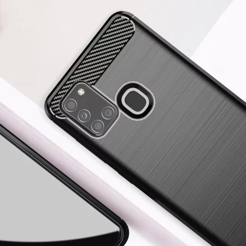 Techsuit - Carbon szilikon tok - Samsung Galaxy A21s - Fekete