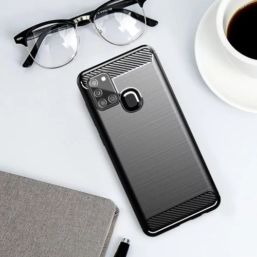 Techsuit - Carbon szilikon tok - Samsung Galaxy A21s - Fekete