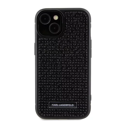 Karl Lagerfeld - Hardcase Rhinestone (KLHCP15SHDSPLK) - iPhone 15 - Logo Metal Plate