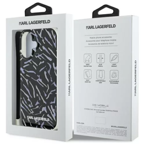 Karl Lagerfeld - Hardcase (KLHCP16MHZBPKCCU) - iPhone 16 Plus - Purple Zebra With Cord