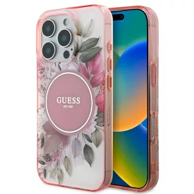   Guess - IML Virágos és Tónusos Kör MagSafe (GUHMP16XHFWBDCEP) - iPhone 16 Pro Max - Rózsaszín