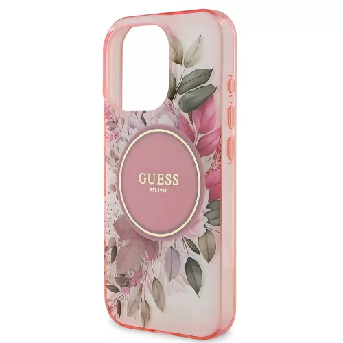Guess - IML Virágos és Tónusos Kör MagSafe (GUHMP16XHFWBDCEP) - iPhone 16 Pro Max - Rózsaszín